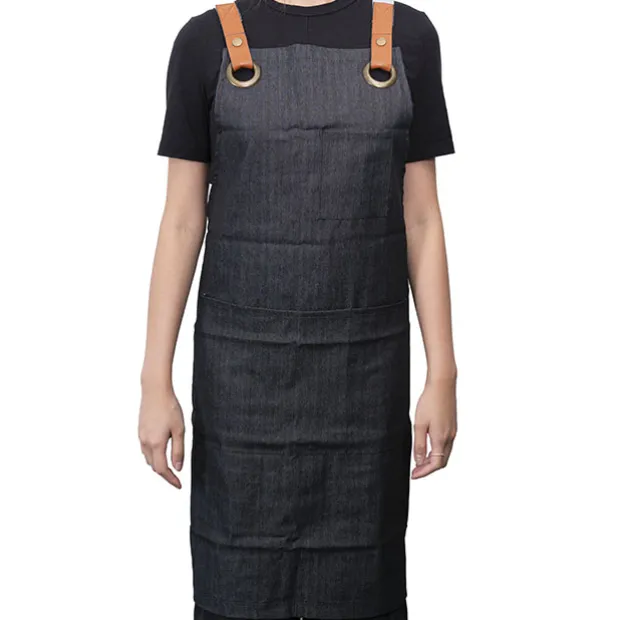 Stylish Denim Apron With Pockets Charcoal (81x87cm)