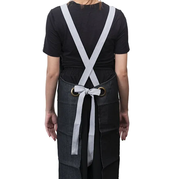 Stylish Denim Apron With Pockets Charcoal (81x87cm)