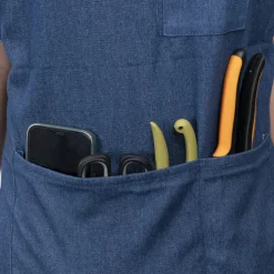 Stylish Denim Apron With Pockets Dark Blue (81x87cm)
