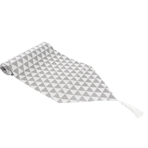 Table Runner Geometric Pattern Light Grey (30cmx180cmL)