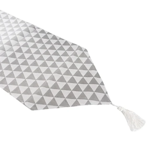 Table Runner Geometric Pattern Light Grey (30cmx180cmL)