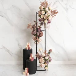 Tall Metal Flower Stand Black (33x200cmH)