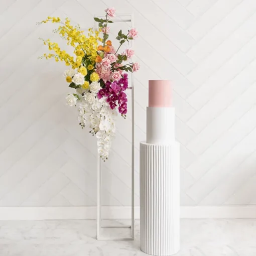Tall Metal Flower Stand White (33x200cmH)