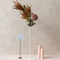 Tall Single Metal Tube Vase White (15x9x50cmH)
