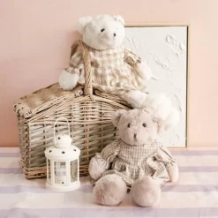 Teddy Bear Lucy w Dress Plush Soft Toy White (25cmST)