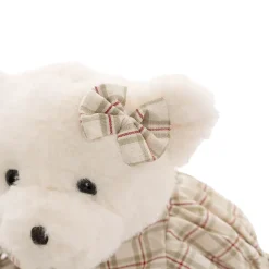 Teddy Bear Lucy w Dress Plush Soft Toy White (25cmST)