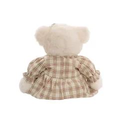 Teddy Bear Lucy w Dress Plush Soft Toy White (25cmST)