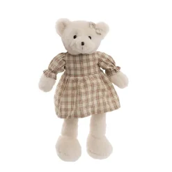 Teddy Bear Lucy w Dress Plush Soft Toy White (25cmST)