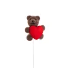 Teddy Bear w Heart Pick Pack 2 Flocked Brown (30.5cmH)