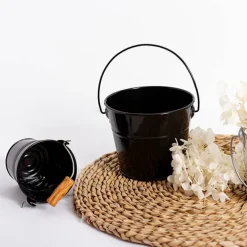 Tin Bucket with Handle Black (12.5Dx10.5cmH)