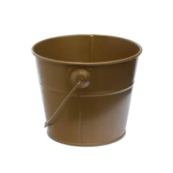 Tin Bucket with Handle Brass Gold (12.5Dx10.5cmH)