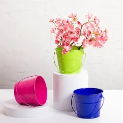 Tin Bucket with Handle Dark Blue (12.5Dx10.5cmH)