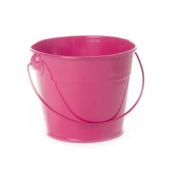 Tin Bucket with Handle Hot Pink (12.5Dx10.5cmH)