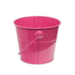 Tin Bucket with Handle Hot Pink (12.5Dx10.5cmH)