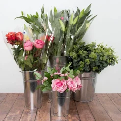 Tin Conical Display Vase with side Handle Black (15x20cmH)