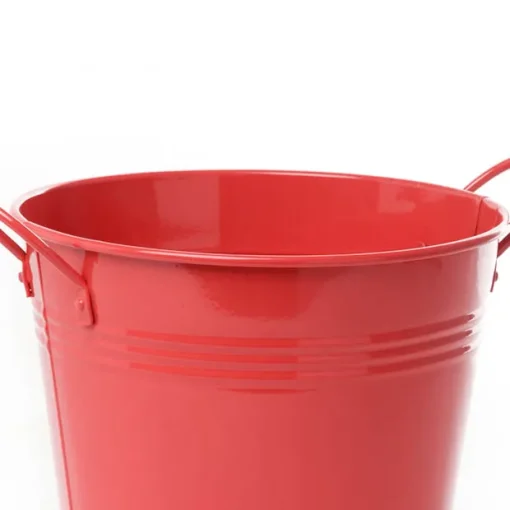 Tin Pot Large side Handles Red (18Dx15cmH)