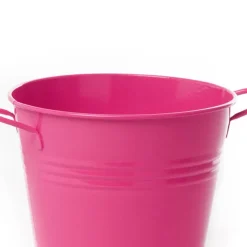 Tin Pot Medium side Handles Hot Pink (15.5Dx12cmH)