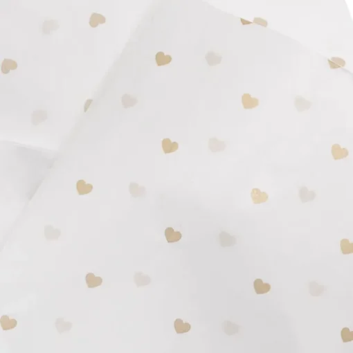 Tissue Paper Inspo Hearts Pk100 21gsm Gold White (50x75cm)
