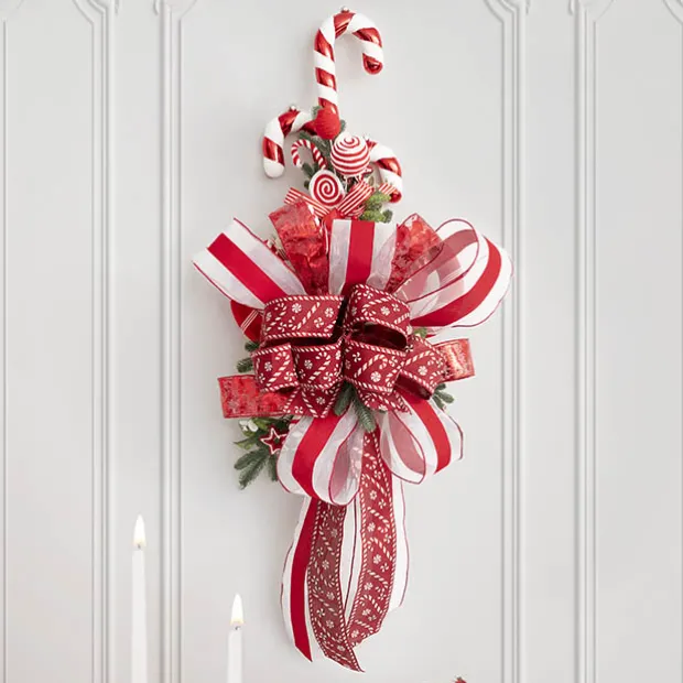 Traditional Hanging Candy Cane Red & White (11x3.5x42cmH)