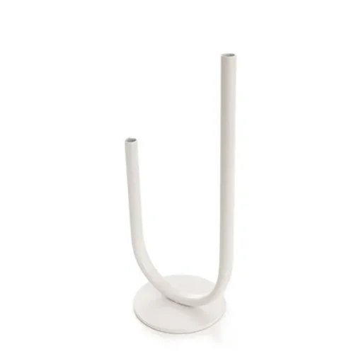 U Shape Metal Tube Vase White (10cmDx28cmH)