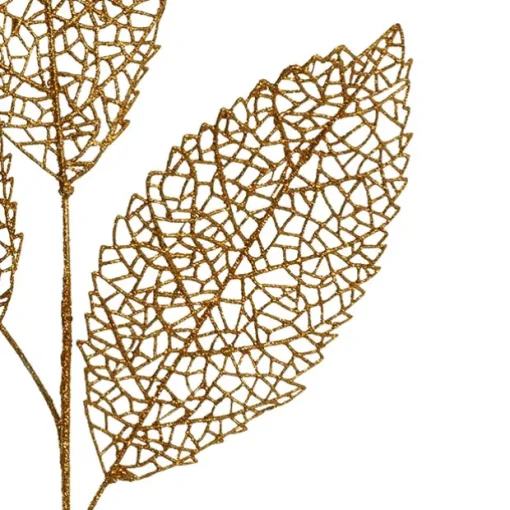 Veined Artificial Leaf Spray Metallic Rose Gold (76cmH)