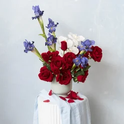 Velvet Rose Bud Stem Dark Red (54cmH)