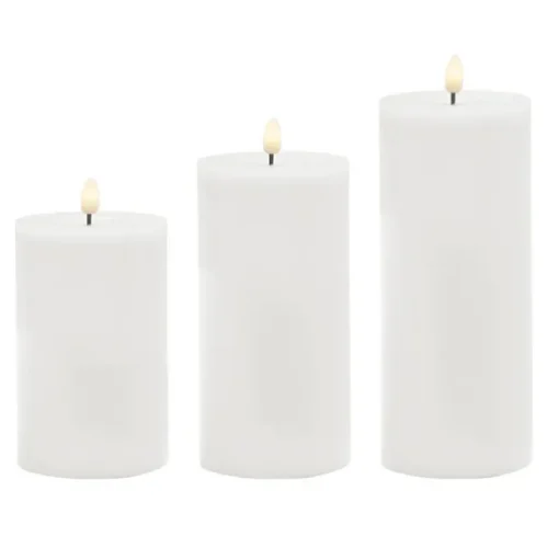 Wax LED Trueflame Event Pillar Candle Set White 10x15/20/25
