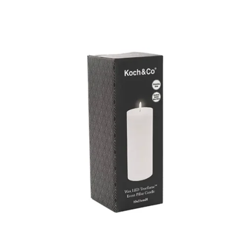 Wax LED Trueflame Event Pillar Candle White (10x25cmH)