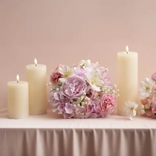 Wax LED Trueflame Event Pillar Candle Ivory (7.5x17.5cmH)