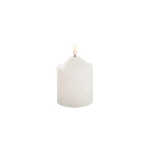 Wax LED Trueflame Flickering Pillar Candle White (7.5X10cmH)