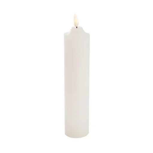 Wax LED Trueflame Flickering Pillar Candle White (5DX23cmH)