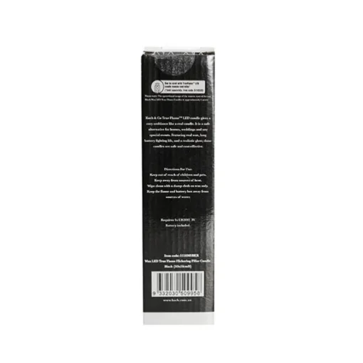 Wax LED Trueflame Flickering Pillar Candle Black (5DX18cmH)