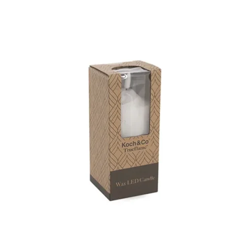 Wax LED Trueflame Flickering Pillar Candle White (7.5X15cmH)