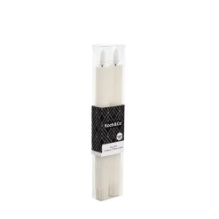 Wax LED Trueflame Fluted Taper Candle White 2PK (2x24.5cmH)