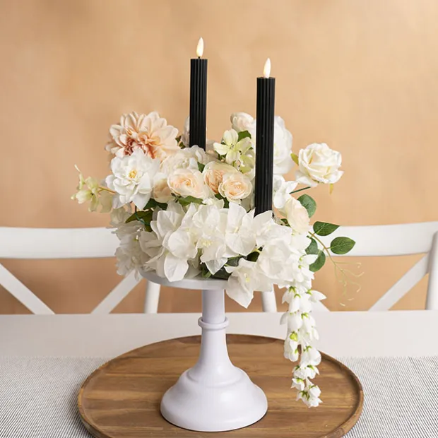 Wax LED Trueflame Fluted Taper Candle Black 2PK (2x24.5cmH)