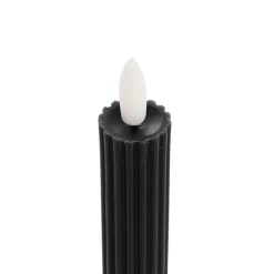 Wax LED Trueflame Fluted Taper Candle Black 2PK (2x24.5cmH)