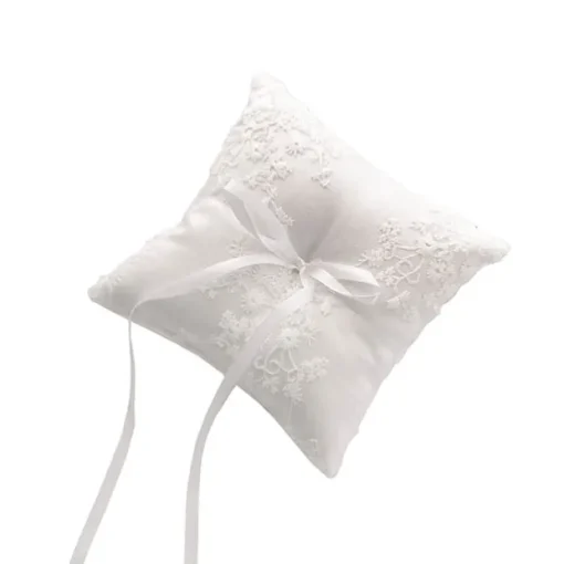 Wedding Ring Pillow w Lace White (15x15cmH)