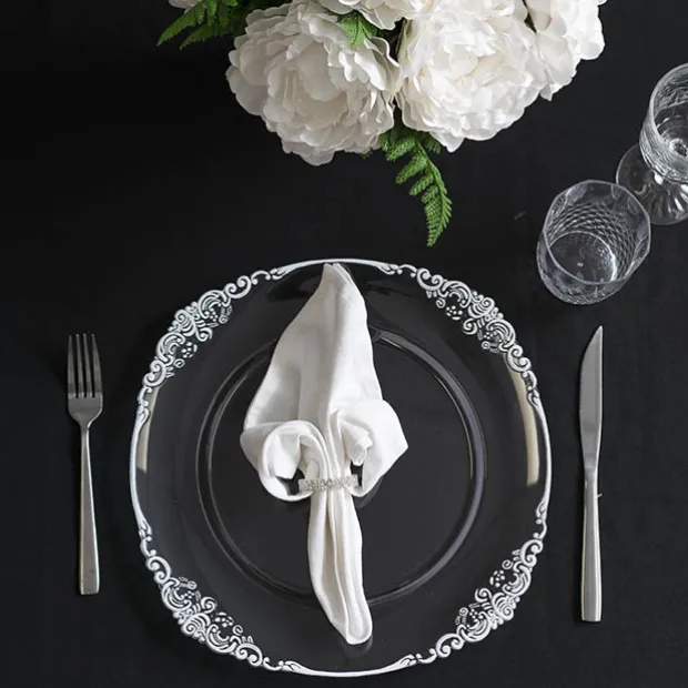 White Edge Vintage Charger Plate Pack 4 Clear (35.5cmD)