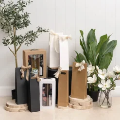 Wine Bag Single Bottle Kraft Pack 5 Black (11Wx9Gx42cmH)