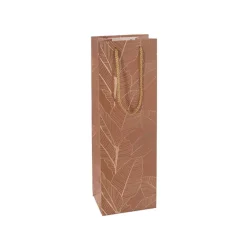 Wine Bag Single Bottle Pack 5 Leaves CopperGold (12x9x35cmH)