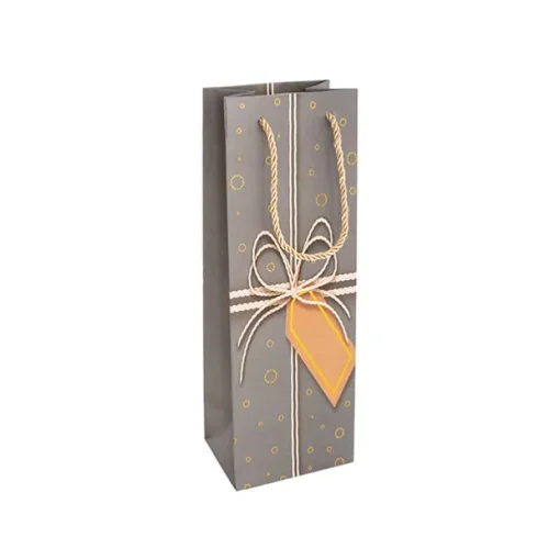 Wine Bag Single Bottle Pack 5 Gift Design Grey (12x9x35cmH)