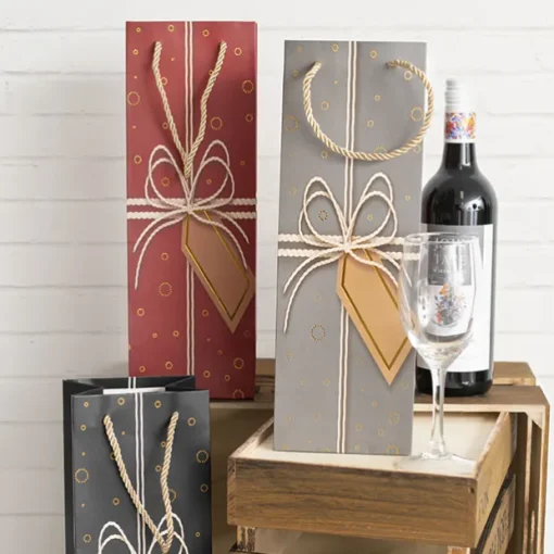 Wine Bag Single Bottle Pack 5 Gift Design Grey (12x9x35cmH)