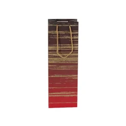 Wine Bag Single Bottle Pack 5 Stripes Red Gold (12x9x35cmH)