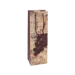 Wine Bag Single Bottle Pack 5 Vintage Grape Red (12x9x35cmH)