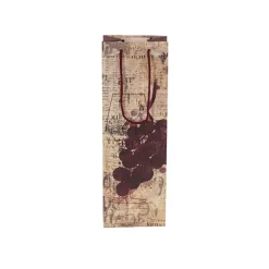 Wine Bag Single Bottle Pack 5 Vintage Grape Red (12x9x35cmH)