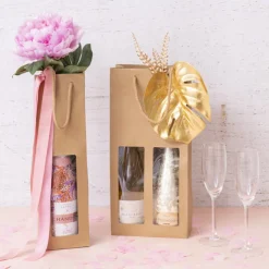 Wine Window Single Gift Bag Kraft Brown (110Wx90Gx390mmH)