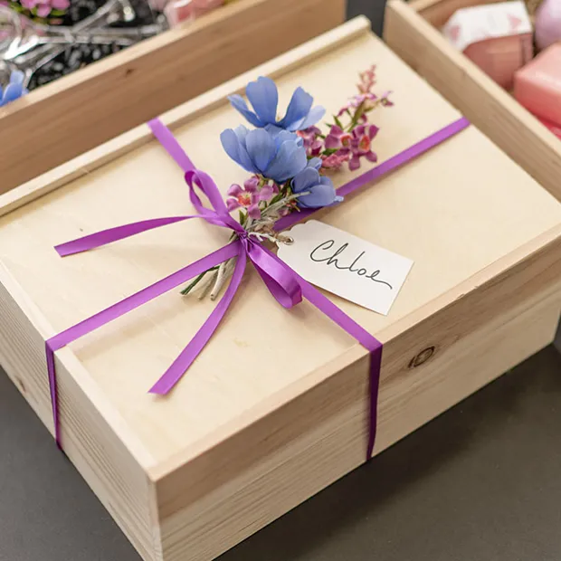 Wooden Box with Wooden Sliding Lid (40x30x15cmH)