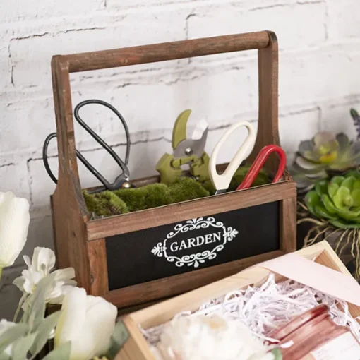 Wooden Carry Tote Chalkboard Brown (27x11.5x28cmH)