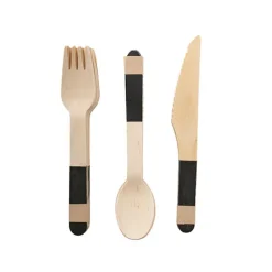 Wooden Cutlery Set 30 Black (2.5cmx16cmH)