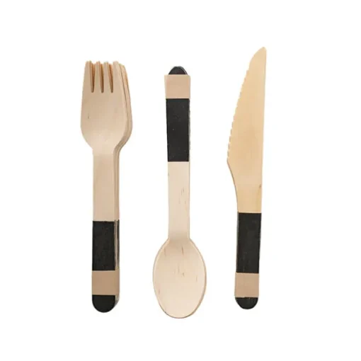 Wooden Cutlery Set 30 Black (2.5cmx16cmH)
